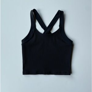Athleta Black Horizon Ribbed Crop Top Small